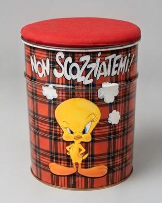 sgabello contenitore  latta vintage Titty Looney 