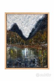 Quadro montagne spatolato ad olio su tela