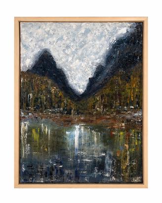 Quadro montagne spatolato ad olio su tela