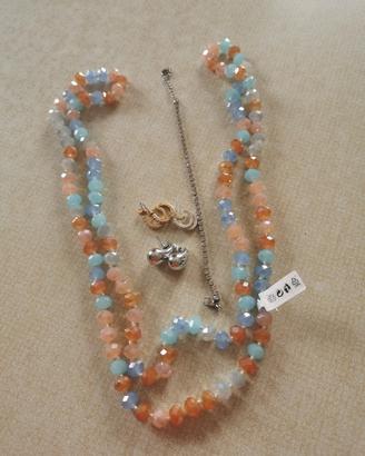 collana 3 paia orecchini i braccialetto 