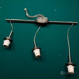 Lampadario moderno a 3 luci in metallo cromato