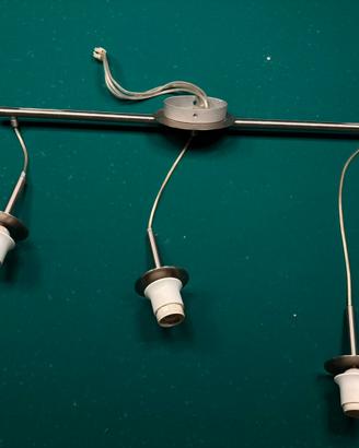 Lampadario moderno a 3 luci in metallo cromato