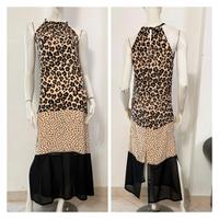 DENNY ROSE Maxi abito beige nero marrone leopardo