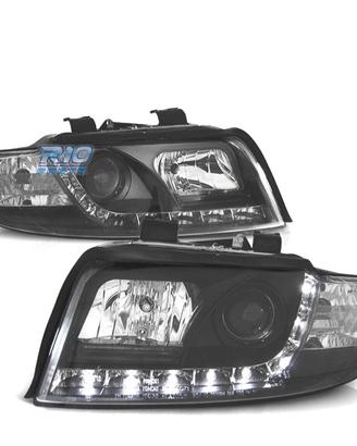 FARI PER AUDI A4 B6 00-04 FONDO NERO LUCE DIURNA A