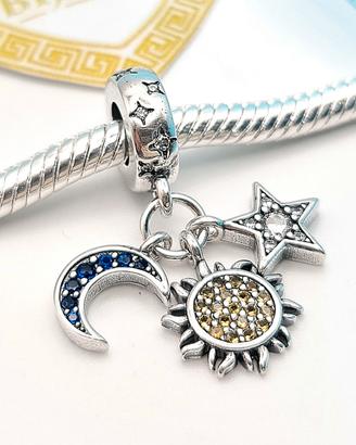 Charm argento 925 sole luna stella galassia