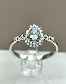 Anello Natural Tormalina Paraiba e diamanti