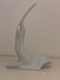 Statua Ceramica Royal Dux Antilope Bianca