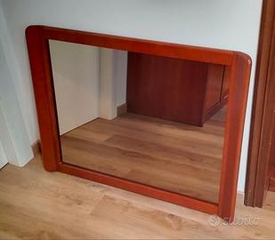 Specchio vintage mid-century in legno ciliegio