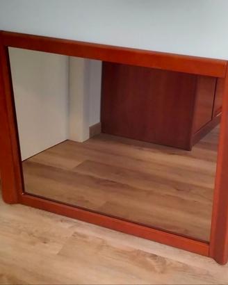 Specchio vintage mid-century in legno ciliegio