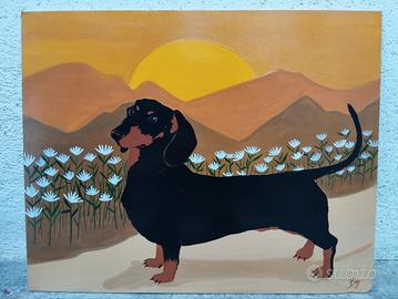 quadro dipinto bassotto