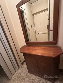 Mobile entrata in legno con specchio