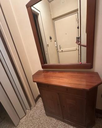 Mobile entrata in legno con specchio
