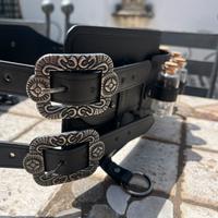 Cintura medievale/viking-nera – 8 boccette – NUOVA