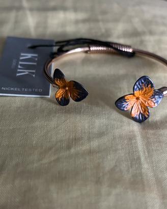 KLK gioielli set bracciale ed anello  con fiori