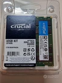 Kit RAM 32 Gb Crucial x Laptop/Notebook/Portatile