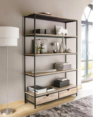 Scaffale stile industriale legno e metallo 130cm