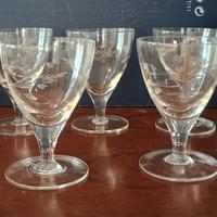 5 bicchieri a calice con incisione vintage 