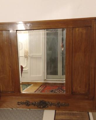 specchio vintage in legno massello con fregio 