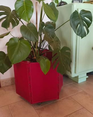 🪵 Cesto in pelle  con Ruote -  Porta Legna