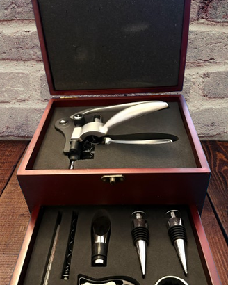 Set 8 pezzi cavatappi con scatola legno