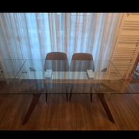 Tavolo da casa vetro e legno, artigianale