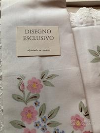 Set lenzuola matrimoniale in cotone dipinte a mano