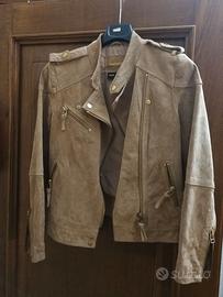 Giubbino in pelle scamosciata beige 