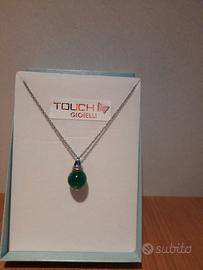 Collana in acciaio pietra verde