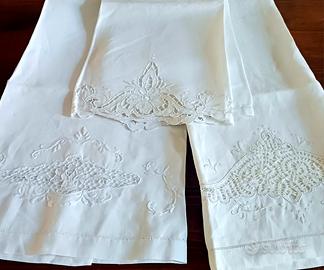 asciugamani, runner. lino ricamati a mano