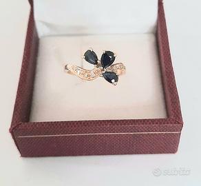 Anello Zaffiri e Diamanti in Oro 18kt 