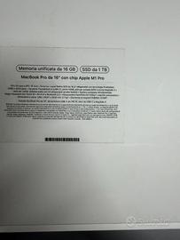 Macbook Pro 16 M1 PRO 1 Tb 16gb ram