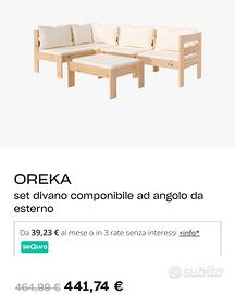 Divano angolare più pouf per esterno