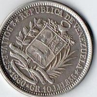2 Bolivar argento  Venezuela 1960 Originale