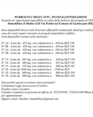 Sono disponibili diversi lotti in elenco edificabi