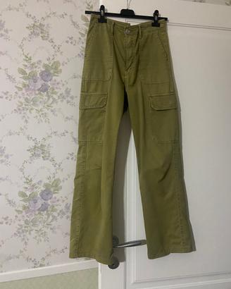 panta cargo verde ZARA