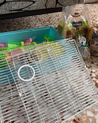 Gabbia per roditori con accessori