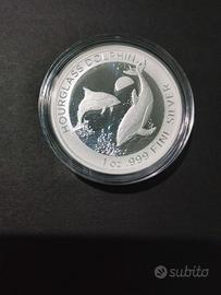 Moneta argento Australia 2024 delfini 1 oz