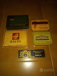 Scatole latta, vintage, tabacco. 