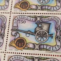 foglio 50 francobolli il tasso e la storia postale