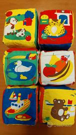 6 Cubi stoffa Vintage GALT TOYS  anni 70/80