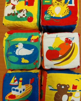 6 Cubi stoffa Vintage GALT TOYS  anni 70/80