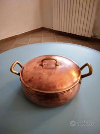 Pentola risottiera con coperchio in rame Ruffoni