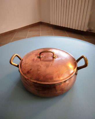 Pentola risottiera con coperchio in rame Ruffoni