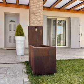 FONTANA IN ACCIAO CORTEN CON VASCA LUNGA