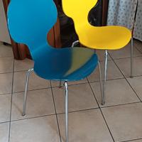 DUE  SEDIE , SEDIA GIALLA, SEDIA BLU, SALA CUCINA