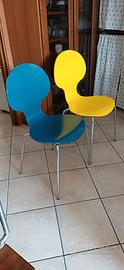 DUE  SEDIE , SEDIA GIALLA, SEDIA BLU, SALA CUCINA