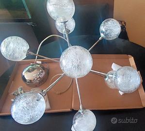 Lampadario Sputnik con 10 sfere in vetro soffiato
