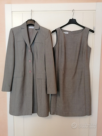 Completo donna, abito e blazer grigio