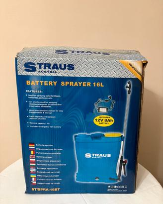 Pompa a Spalla straus 16L batteria 12V 8Ah