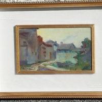 Quadro dipinto vecchia Barge di Romolo Bernardi